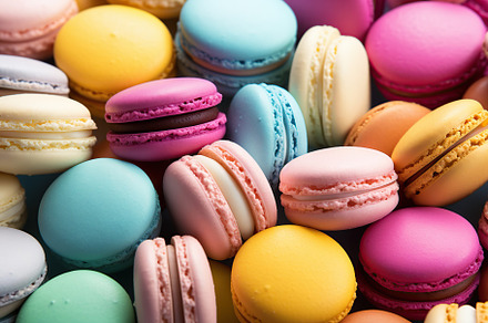 Colorful macarons dessert background, a Food & Drink Photo by AlyaAnd