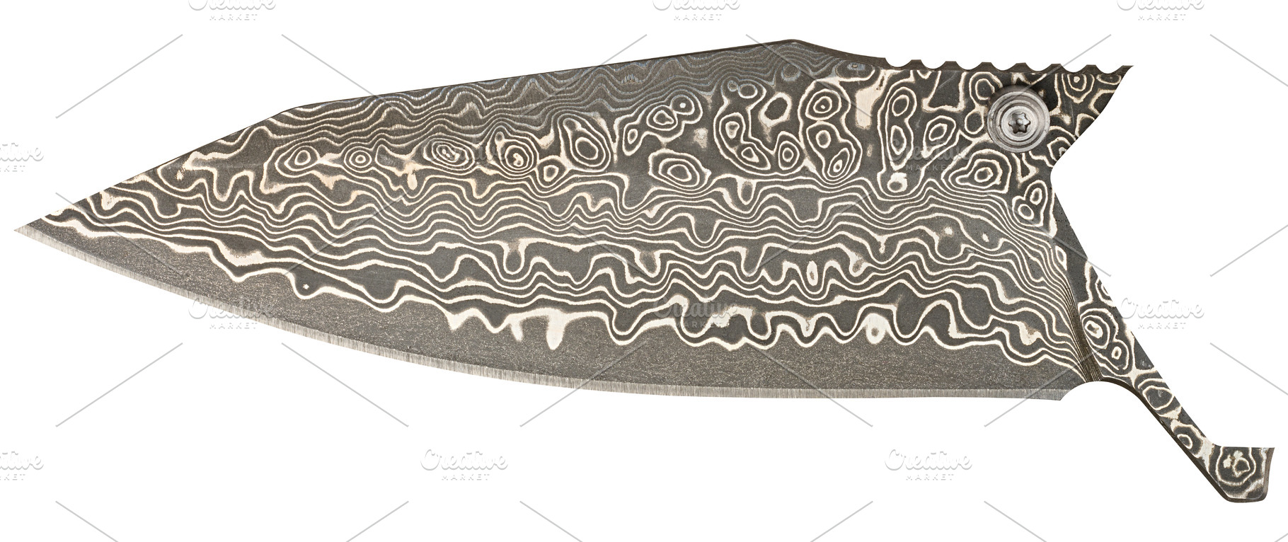 A knife blade with the characteristic wavy and ringed pattern ty, an Abstract Photo by ndanko