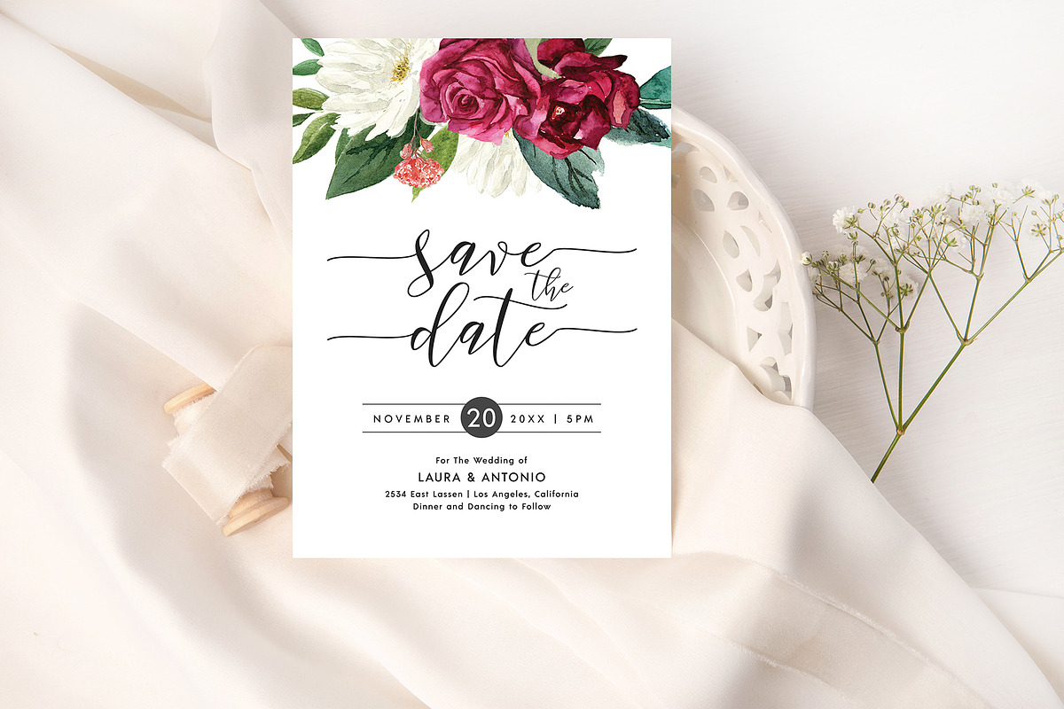 Canva Floral Save the Date Template preview 6