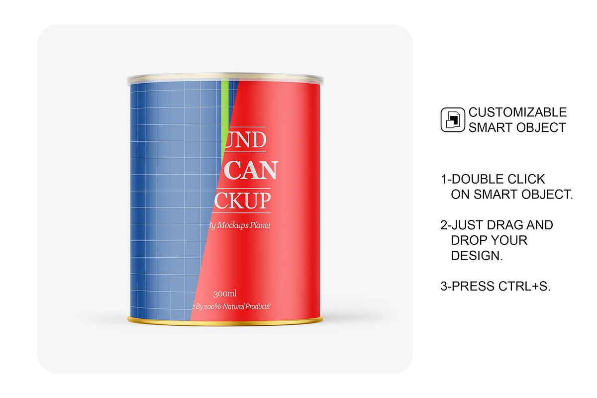 Tin Can w/ Matte Finish Mockup, a Cups & Container Mockup by Mockups Planet (Photo 5 of 7)