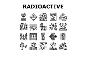 radioactive pollution icons set, an Object Illustration by pikepicture