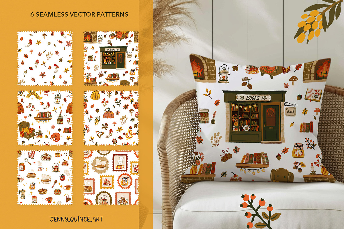 Cozy Autumn at Home - Vector Clipart, a Decorative Illustration by Jenny Quince (Photo 7 of 14)
