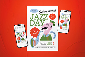 Retro International Jazz Day Flyer, a Flyer Template by The Good Store