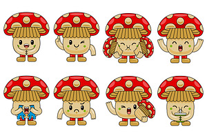 Mushroom Mascot Vector Pack, an Illustration by MEDZ