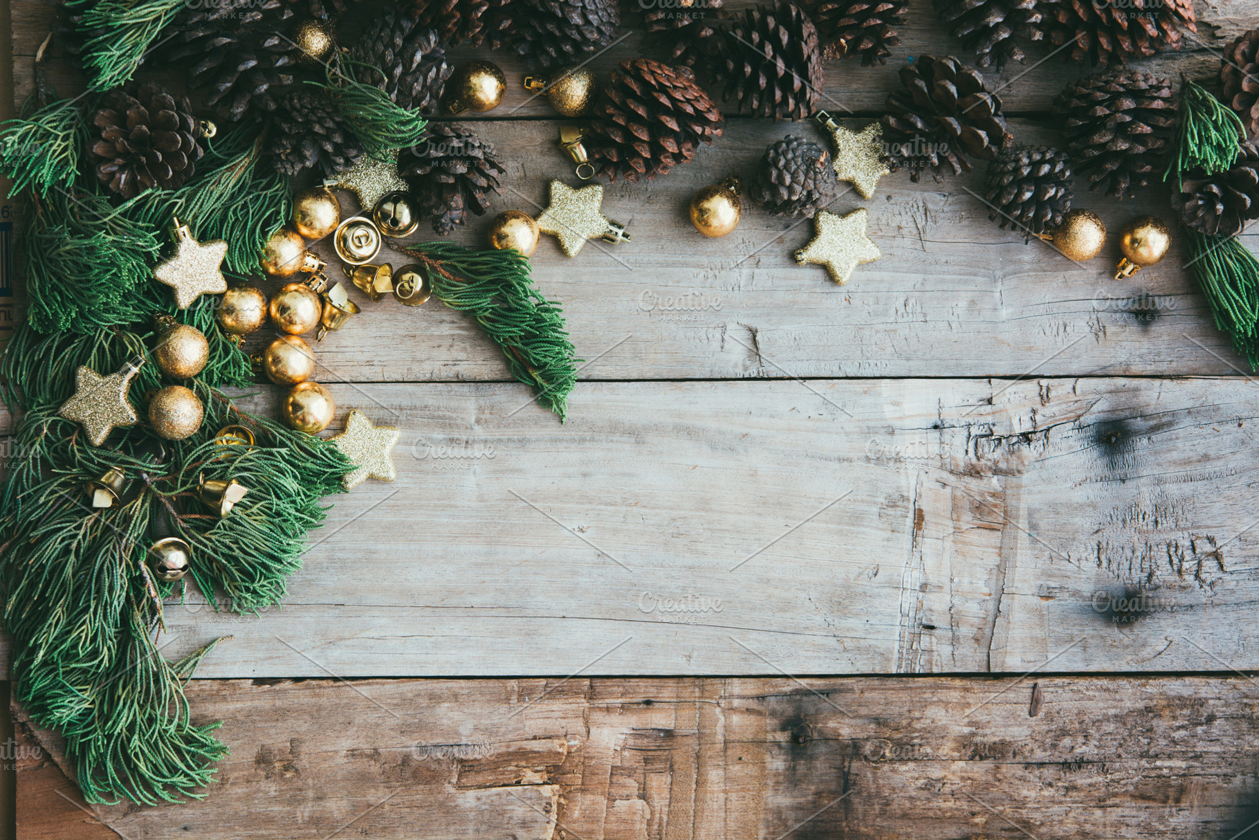 Christmas background pine cones, a Holiday Photo by Abstract Vanilla