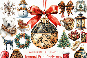Leopard Print Christmas ClipArt's, an Illustration by Craft Nest