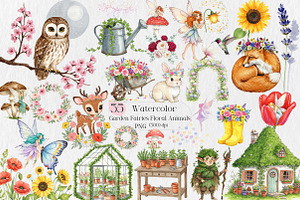 Watercolor Garden Fairies Floral Png, an Illustration by Creative Art