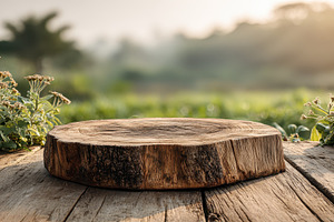 Wooden Tree Stump Display Nature Bac, an Abstract Photo by Pixeness Studio