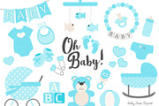 Vector Baby Clipart in Tropical Blue, an Illustration by Amanda Ilkov (Thumbnail 1 of 2)