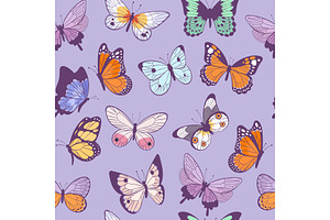 Butterflies Seamless Pattern Flying