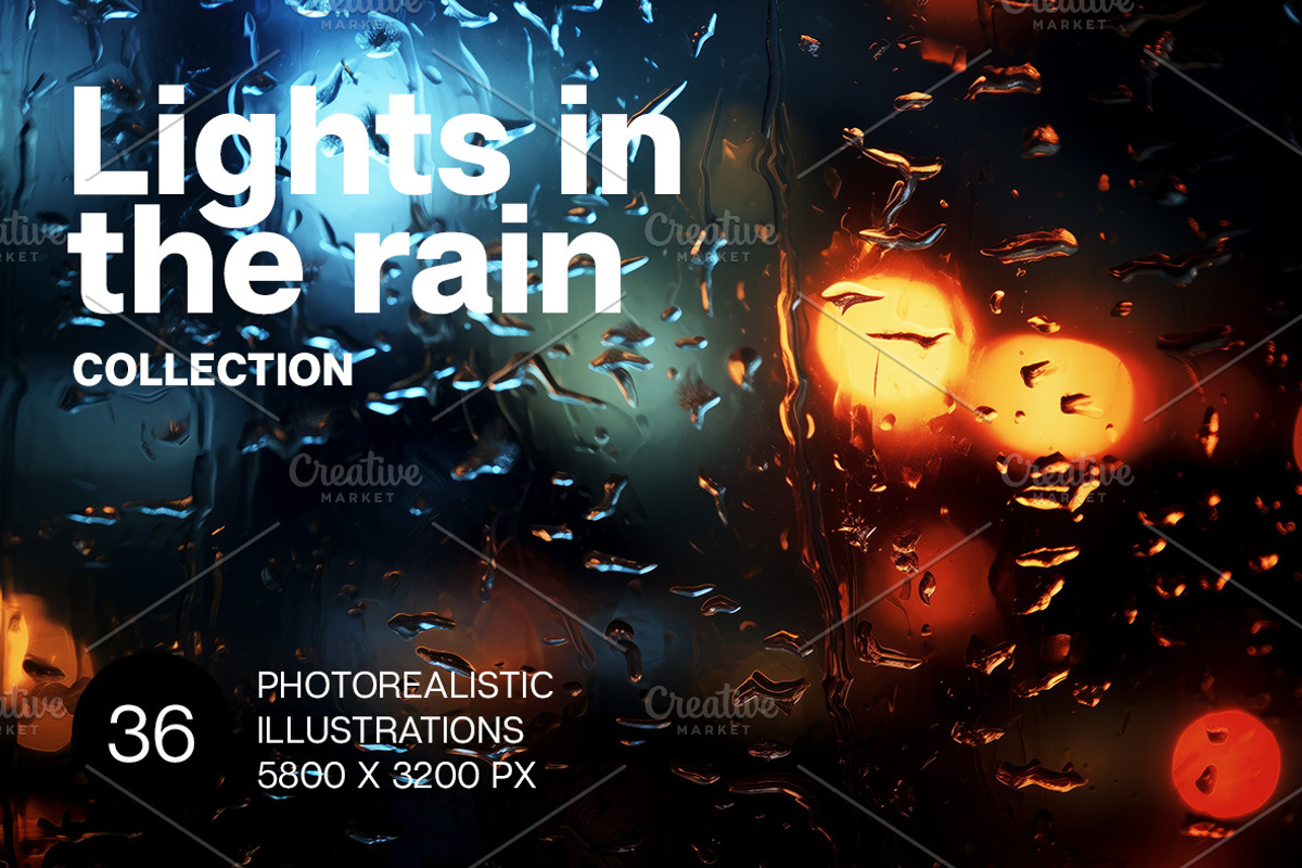 Lights in the rain. 36 images, an Abstract Photo by Handmadefont (Photo 1 of 10)