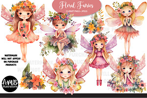 Floral Fairies watercolor clipart