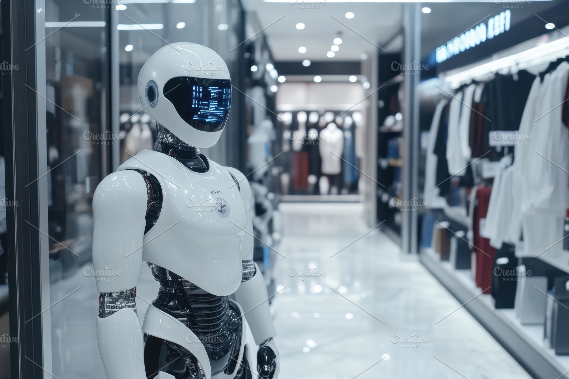 Robotic assistant standing in a mode, a Photo by Tanuart