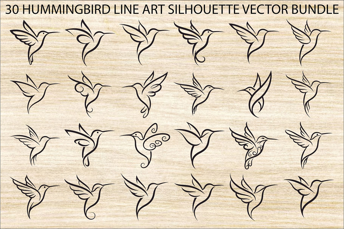 Hummingbird Line Art SVG Bundle, an Illustration by yasushie (Photo 1 of 31)