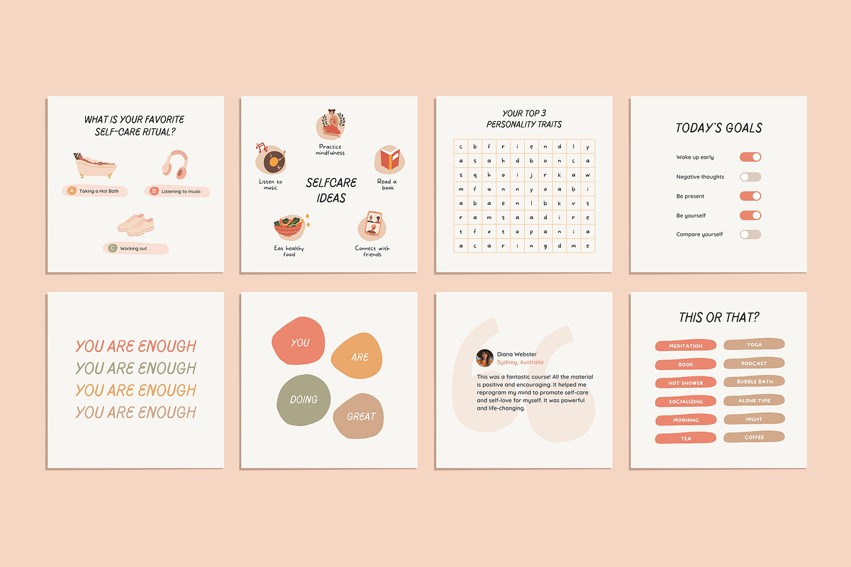 Self-Care Instagram Template - Canva, a Social Media Template by Willoe Studio (Photo 7 of 11)
