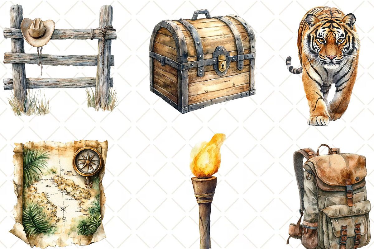 Jungle Adventure Clipart Bundle, an Illustration by Black Bird Studio (Photo 4 of 6)