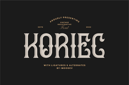 Koriec - Modern Blackletter Font, a Blackletter Font by Imoodev