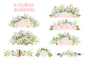 Watercolor Pink Roses Vector Set, a Decorative Illustration by FourLeafLover (Thumbnail 3 of 10)
