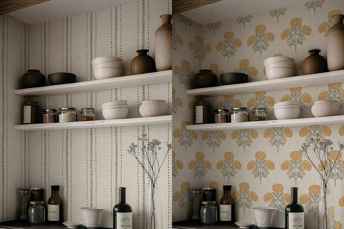 Vintage Farmhouse Wallpaper Mockup, a Household Mockup by LinnestCreative (Photo 4 of 5)