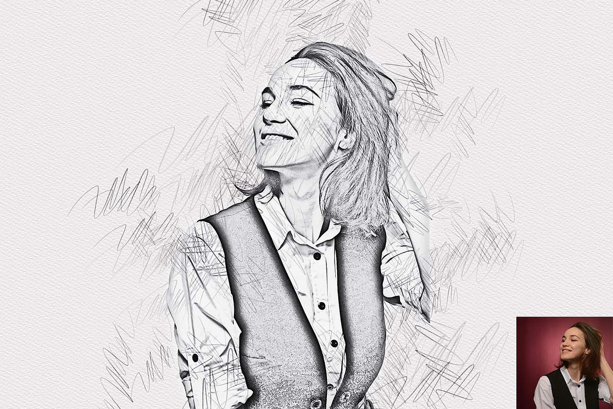 Realistic Pencil Sketch FX Photoshop, an Action Add-On by Studio Retouch (Photo 13 of 14)
