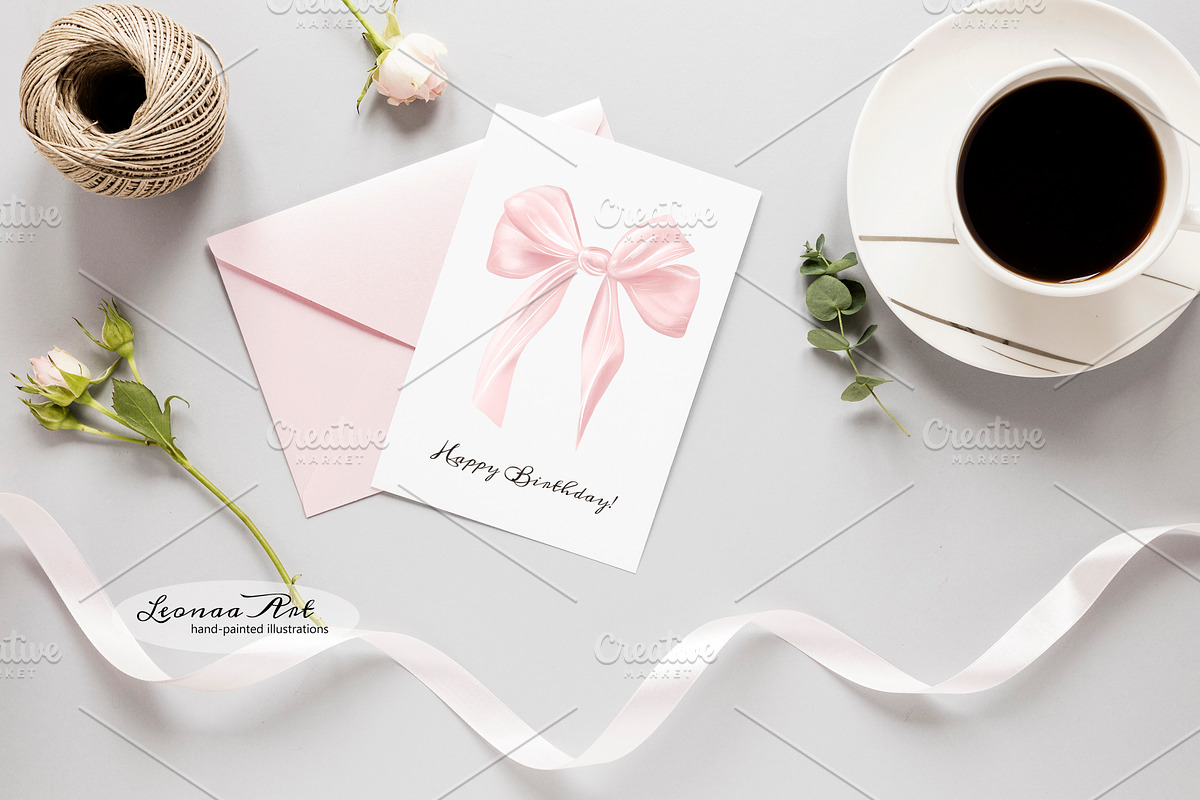 Bows Watercolor Clipart Collection, a Decorative Illustration by Leonaa art (Photo 3 of 9)