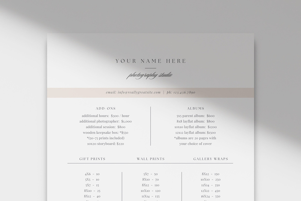 Canva Photographer Pricing Guide, a Flyer Template by roselindoco (Photo 3 of 3)