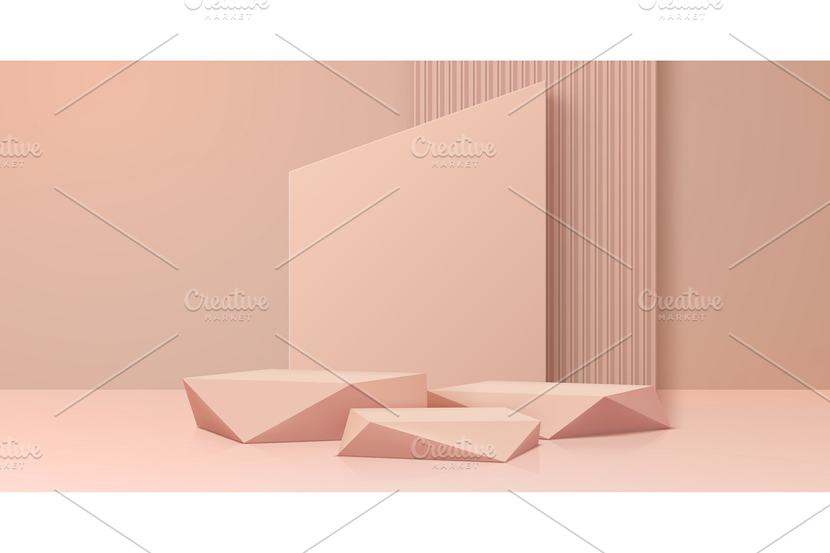 3d Beige podium pedestal, a Decorative Illustration by Buch&Bee