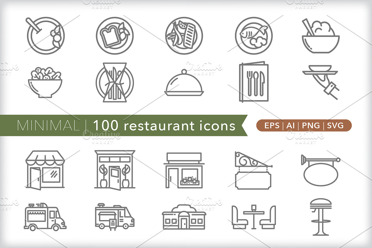 Minimal 100 restaurant icons, an Outline Icon by Picture Window (Photo 2 of 10)