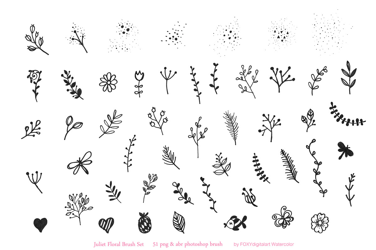 Flower doodles floral digital stamp, an Illustration by FOXYdigitalart (Photo 2 of 4)