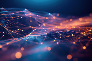 A vibrant abstract representation of interconnected lines and nodes, resembling, an Industrial Photo by Textures & Backgrounds