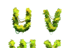 Vines And Bushes Font On White