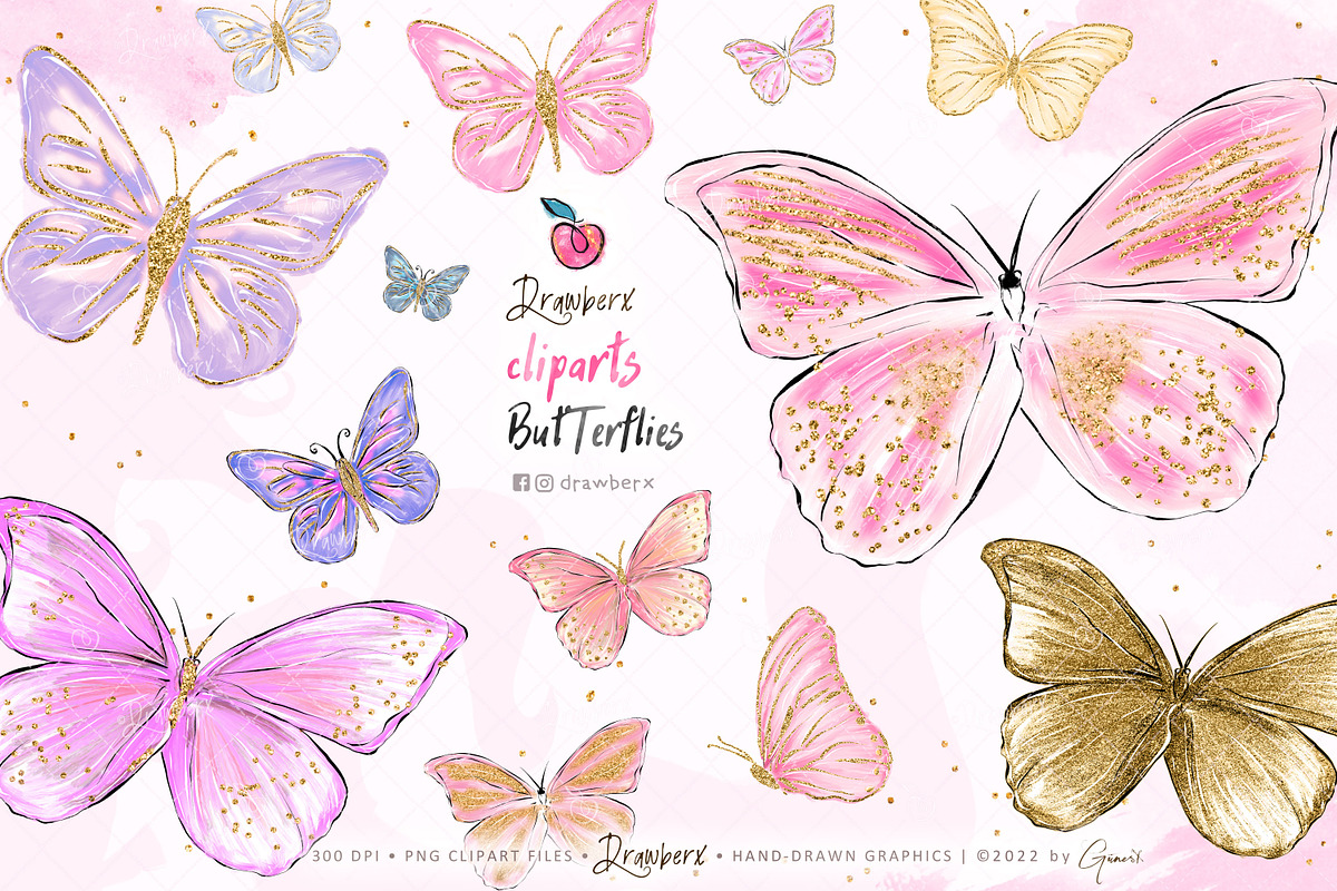 Butterfly Clipart, Spring wings 001, an Illustration by Drawberx (Photo 1 of 7)