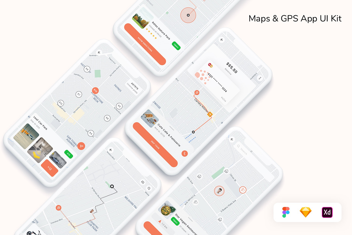 Maps & GPS App UI Kit, an App Template by Betush