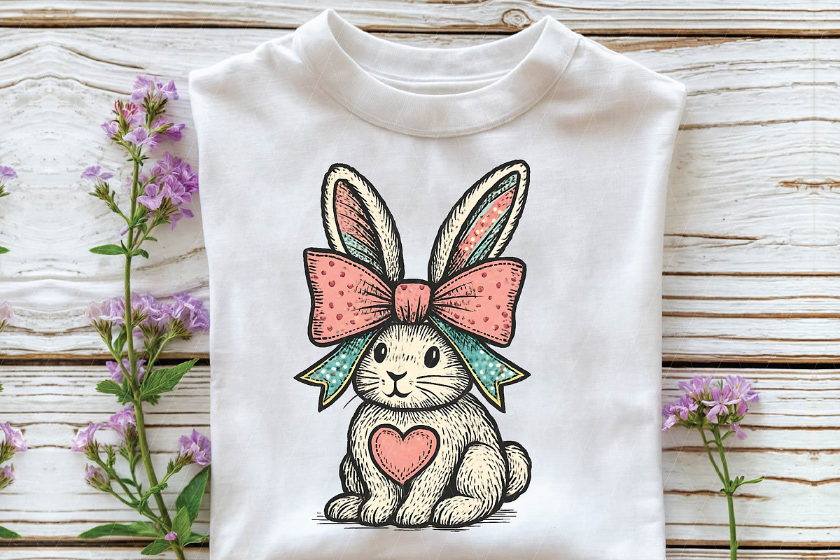 Bunny with Bow Sublimation PNG Easte, an Illustration by DreamPrint404 (Photo 4 of 7)