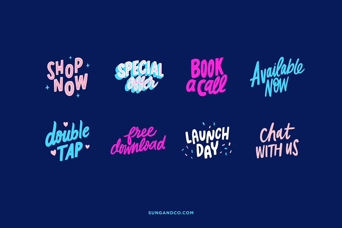 Hand-drawn Call to Action Stickers, a Templates & Theme by sungandco (Photo 3 of 6)