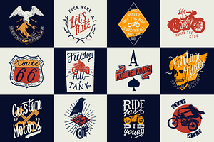 Set of 12 Vintage Biker Prints