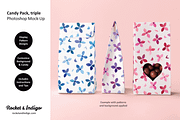 Candy Triple Pack Photoshop Mock-Up, a Packaging Mockup by Rocket & Indigo (Thumbnail 1 of 4)