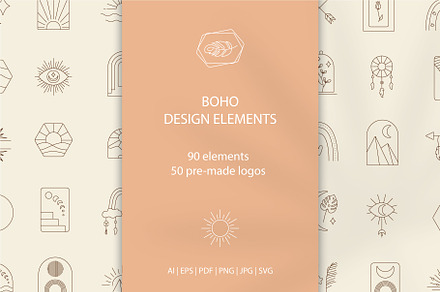 Boho logo design elements - vector