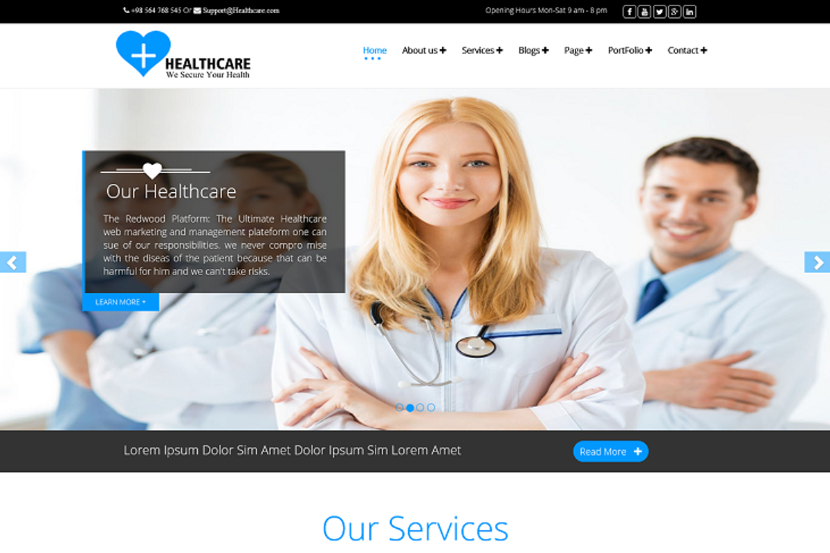 Healthcare Premium WordPress Theme, a WordPress Template by Weblizar Themes & Plugin (Photo 4 of 5)