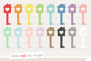 Heart House Key Clipart