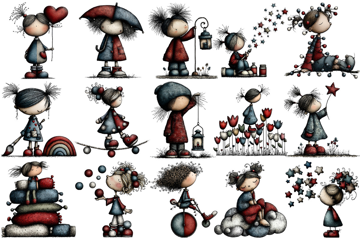 Whimsical Girl Clipart, an Illustration by Pixels.Craft (Photo 5 of 6)