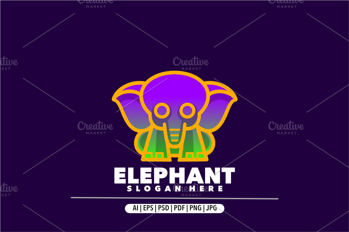 Cute elephant outline gradient, a Branding & Logo Template by Bayuktx
