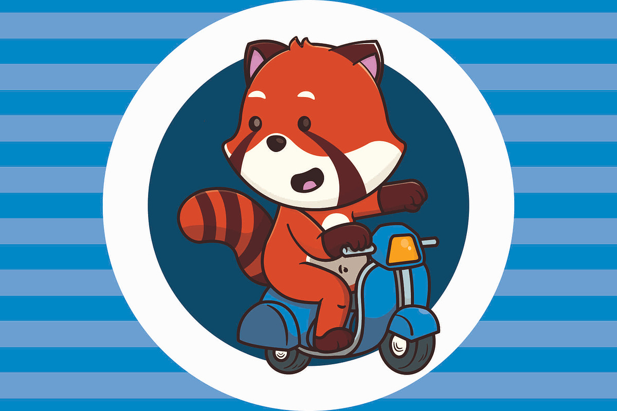 Cute Red Panda Riding A Scooter, an Animal Illustration by Artstorystudio (Photo 2 of 3)