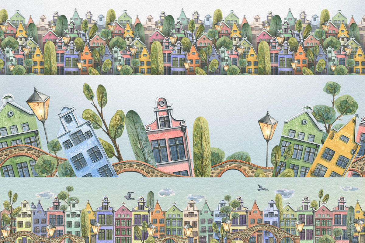 Old European houses watercolor clipa, an Object Illustration by NATASHA CHU (Photo 15 of 21)