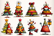 Whimsical Christmas Tree Clipart PNG, an Illustration by Dream Creation (Thumbnail 2 of 7)