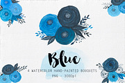 Watercolor  Blue Bouquets, an Illustration by Li Zamperini (Thumbnail 1 of 3)