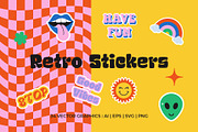 Retro Stickers Pack Elements, a Background Graphic by Abstracto-Create (Thumbnail 1 of 7)