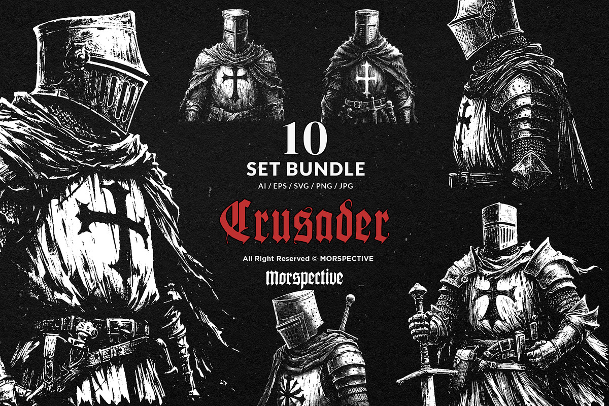 10 Bundle Dark Art Crusader Soldier, an Illustration by Morspective (Photo 1 of 7)