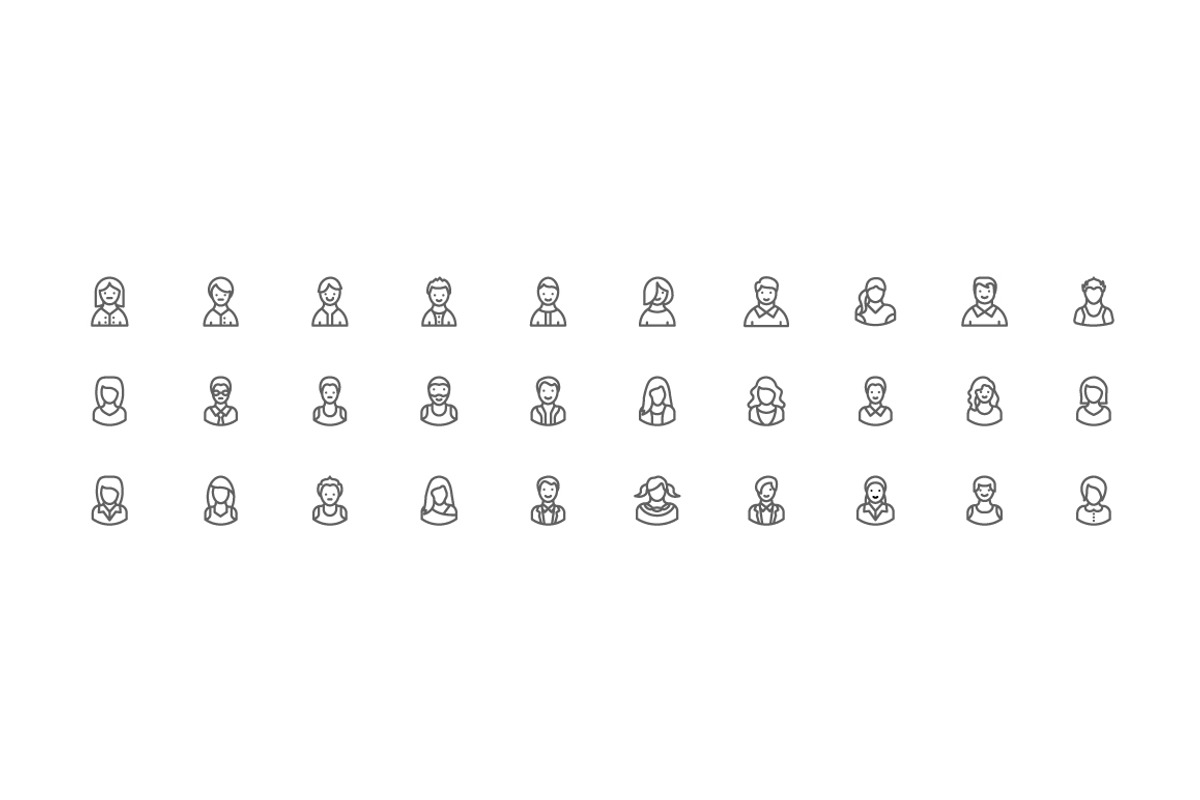 160 Avatars Line Icons, an Outline Icon by Vectors Market (Photo 3 of 3)