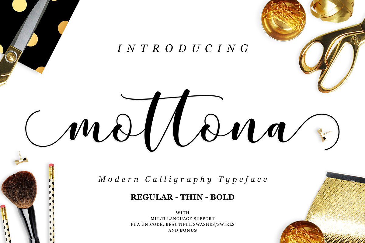 Mottona Script Font, a Script Font by Barland Design (Photo 1 of 9)